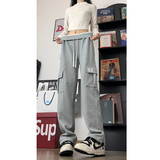 美式重磅工装裤子男生春秋季多口袋拼接中性简约潮牌宽松直筒长裤，男装休闲裤，电商B329