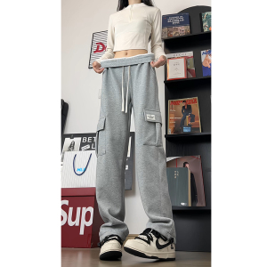 美式重磅工装裤子男生春秋季多口袋拼接中性简约潮牌宽松直筒长裤,男装休闲裤,电商B329