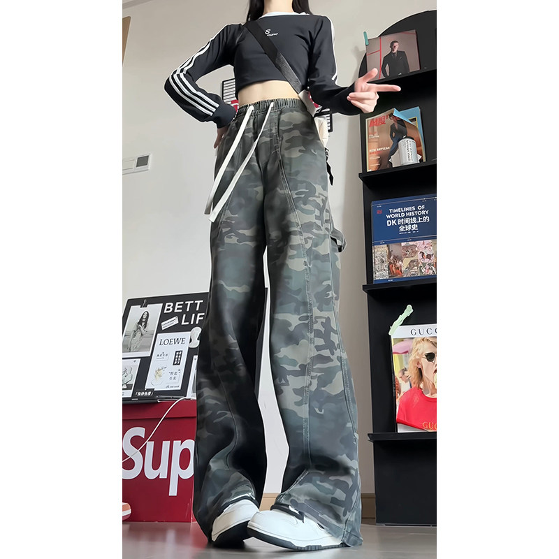 港风2025秋季中性迷彩百搭直筒裤水系男女牛仔裤GY2502P48控69,男装牛仔裤,电商B329