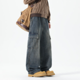 2025秋季阔腿裤直筒水洗百搭裤男女牛仔裤GY2565P58控88，男装牛仔裤，电商B329