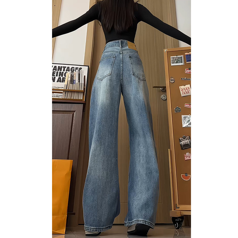 冬季加绒中性简约百搭直筒裤水系微喇裤男女牛仔裤KS820特批53元,男装牛仔裤,电商B329