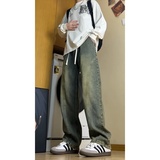 港风2026春季牛仔裤男款裤子宽松直筒阔腿拖地长裤KS831P48控69，男装牛仔裤，电商B329