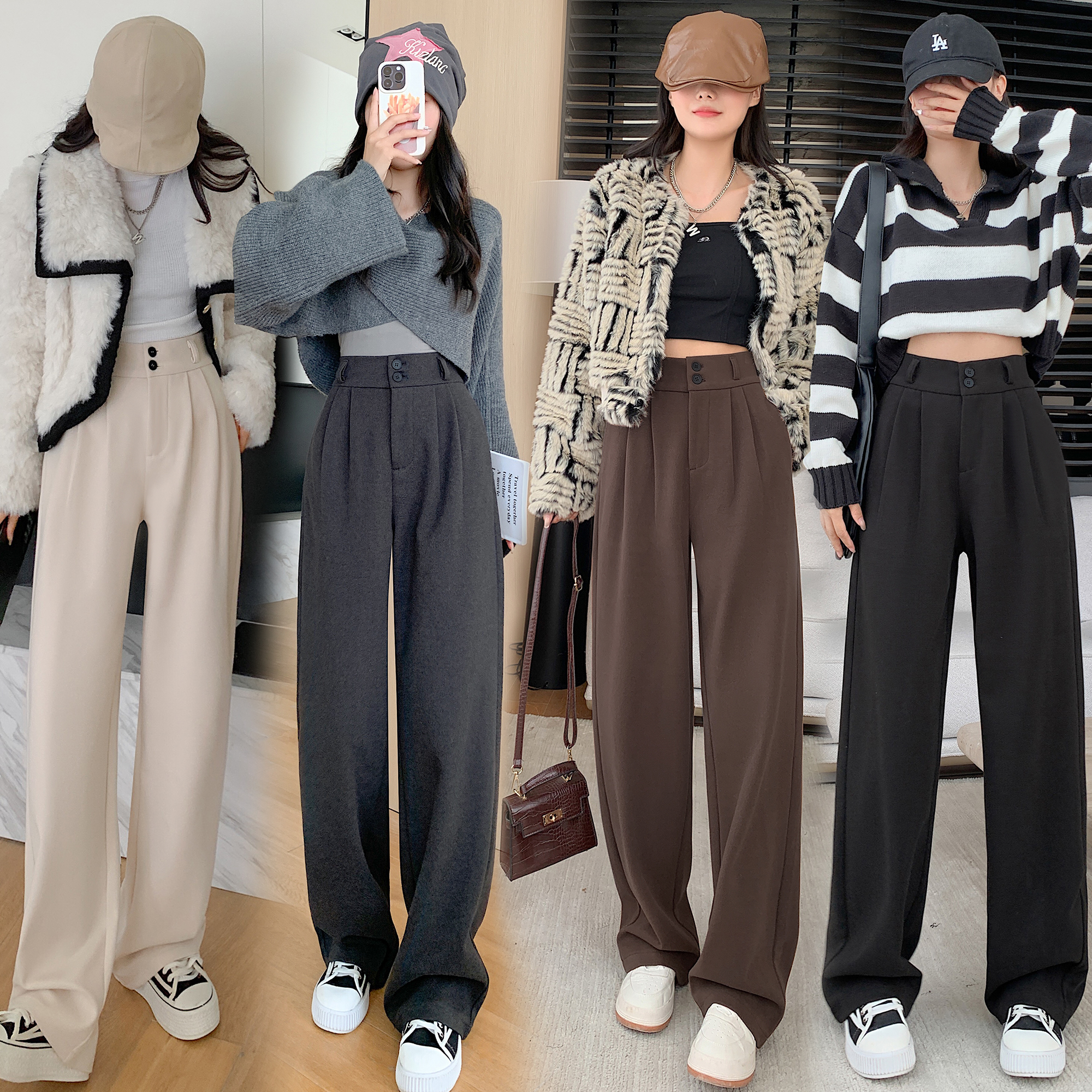高品冬季加厚女泥料长裤休闲裤子WH6632P50特批没差价，男装休闲裤，电商B329