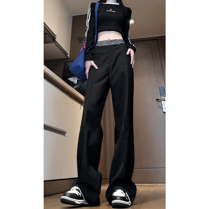 2026西装裤女气质窄版阔腿西裤宽松直筒裤子WJ8851P55控78,男装西服套装,电商B329