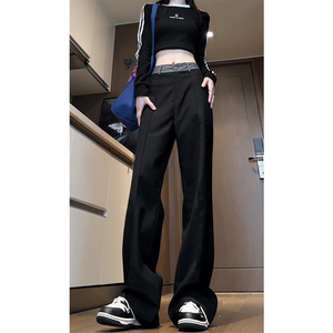 2026西装裤女气质窄版阔腿西裤宽松直筒裤子WJ8851P55控78图片