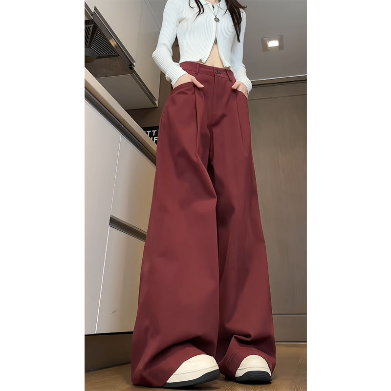 春季安可拉红棉抗皱休闲工装裤女老钱风阔腿裤WJ1633P60控88,男装工装外套,电商B329