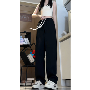 2025春季百搭运动裤休闲裤垂感阔腿卫裤B329-J669P45控68图片