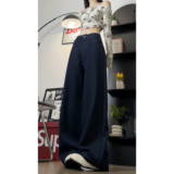 牛仔裤女秋冬季宽松阔腿裤高腰垂感显瘦休闲直筒裤WH6905P65控98，男装牛仔裤，电商B329