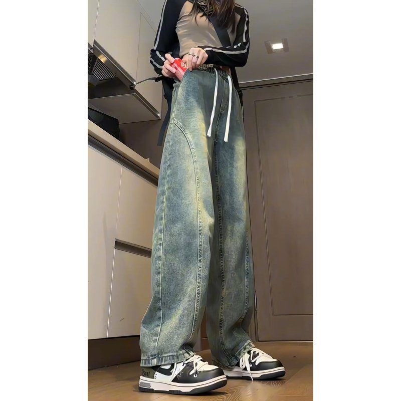 春季百搭牛仔裤男款裤子宽松直筒阔腿拖地长裤KS831P48控69，男装牛仔裤，电商B329