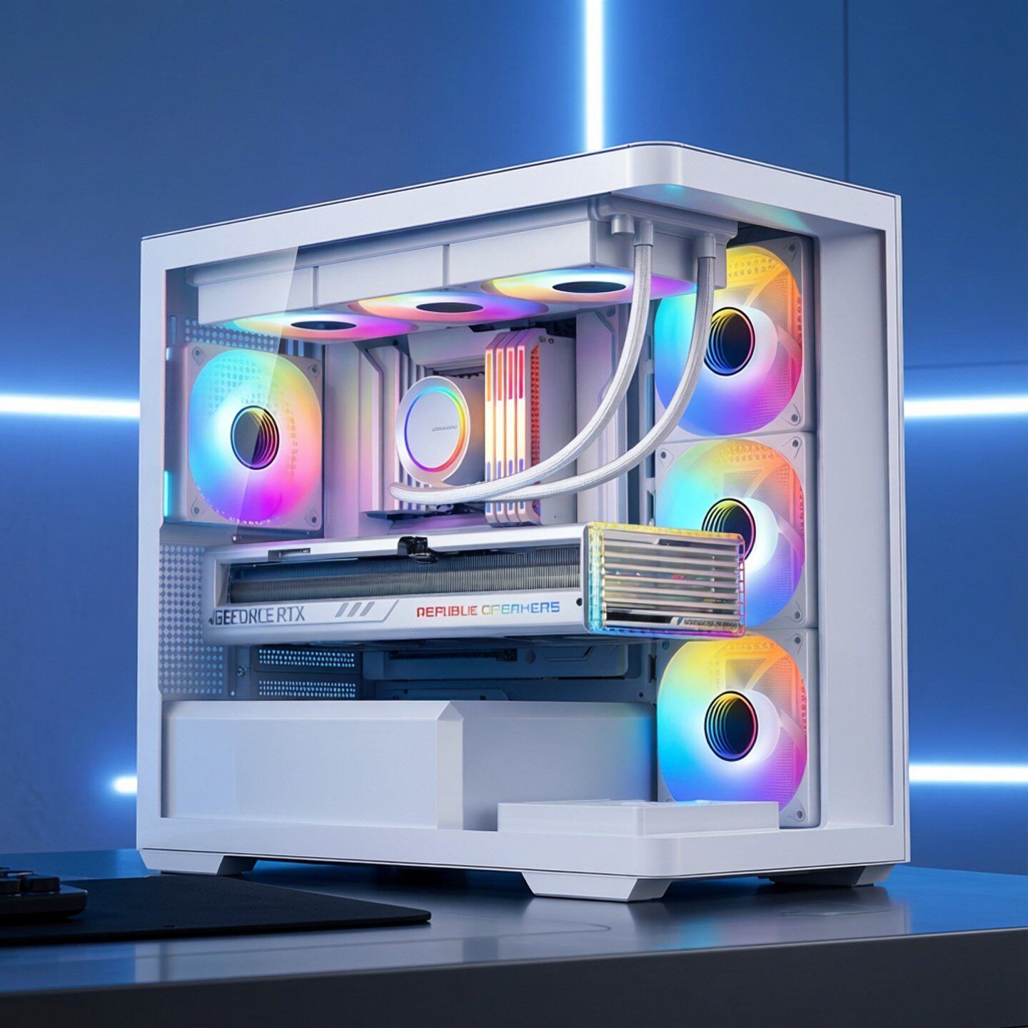 乔思伯D300海景房MATX机箱立式360水冷全景透视台式电脑主机外壳