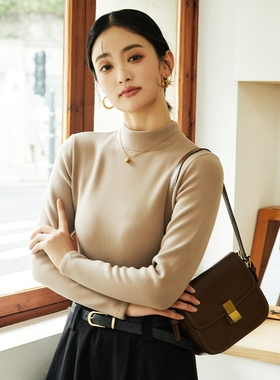 贤露M287女士羊毛蚕丝考拉绒半高领打底衫