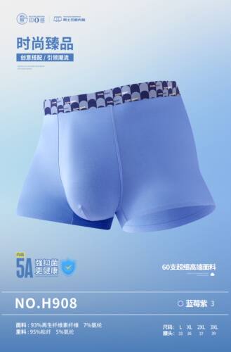 2条价贤露H908男士超细高端莫代尔面料花腰头平角裤