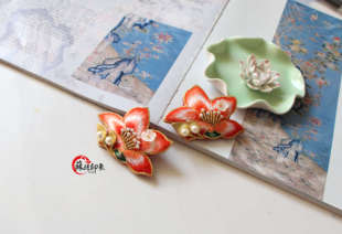 苏绣纯手工木棉花胸针 平针刺绣花朵胸花 中式旗袍配饰