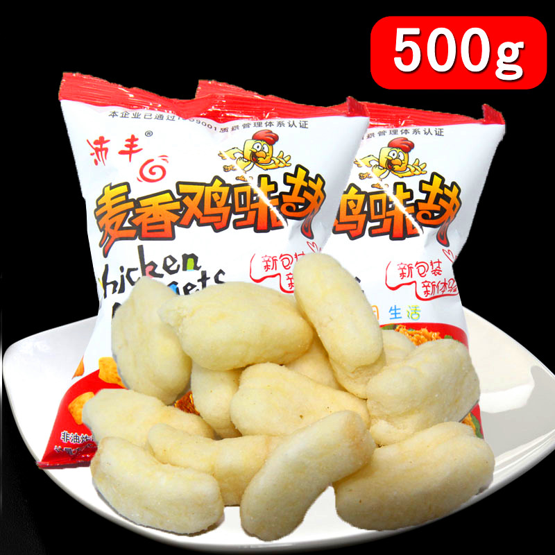 沛丰麦香鸡味块麦香鸡块膨化食品 办公室儿童休闲零食  500g 包邮|msdalam kategori makanan ringan/Nuts/Specialty, biskut/muncul, makanan sombong - dari Buy2taobao.com untuk memberikan perkhidmatan ejen Taobao profesional membeli