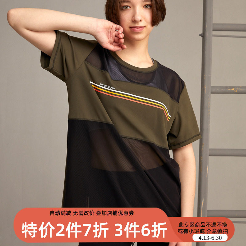 小溪家军装风2020夏季新款运动时尚大码宽松长款遮臀女子短袖T恤