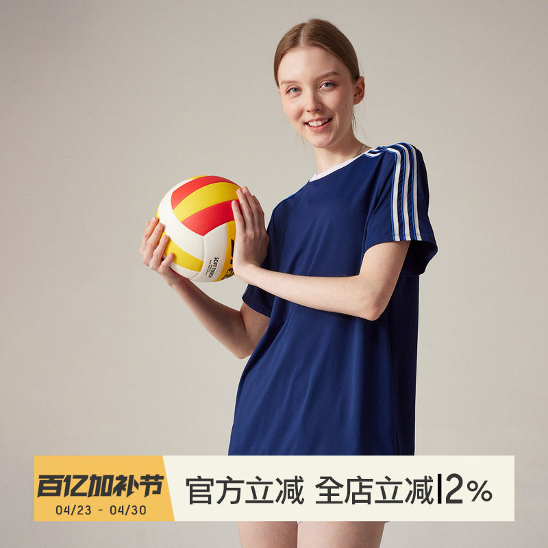 小溪家美式运动T恤女短袖速干宽松休闲学院风上衣跑步健身训练服