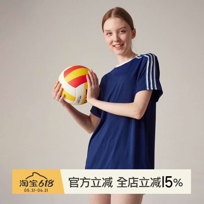 小溪家美式运动T恤女短袖速干宽松休闲学院风上衣跑步健身训练服