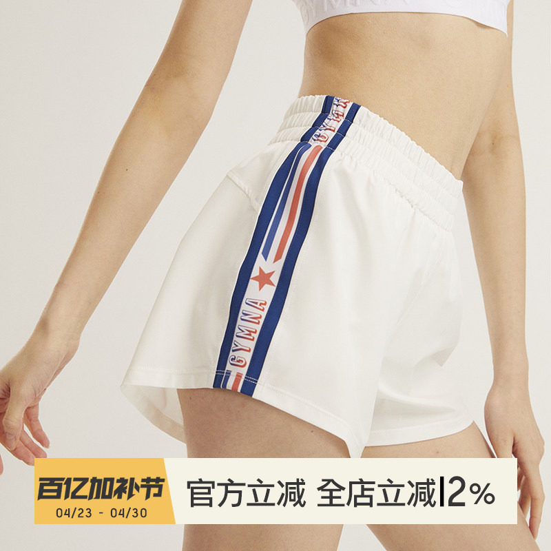 小溪家复古学院风宽松休闲口袋运动短裤假两件速干健身训练裤女夏