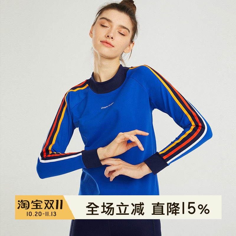 小溪家复古学院风透气训练跑步长袖健身上衣秋冬紧身显瘦瑜伽服女