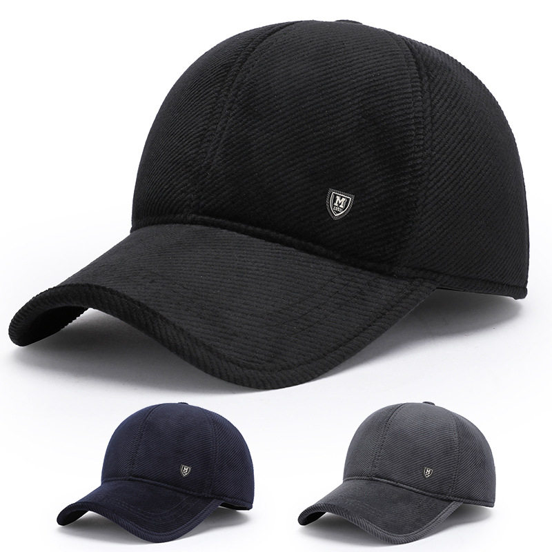 帽子男秋冬款户外中老年棒球帽休闲护耳保暖鸭舌帽加厚爸爸帽棉帽