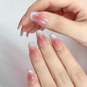 Xnail水润猫眼手工穿戴甲2025春夏新款冰透裸色千金自然显白美甲