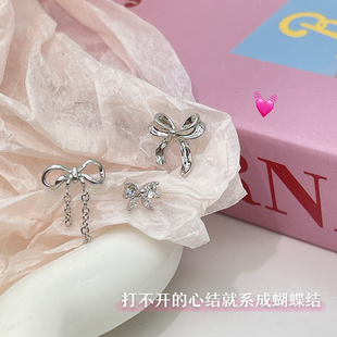 韩国耳骨钉爱心蝴蝶结花花甜美小清新养耳洞螺丝拧球耳饰耳蜗钉