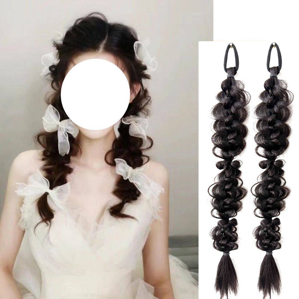 云朵麻花辫马尾假发长辫子脏辫长辫子麻花接发片仿真发吸粉神器