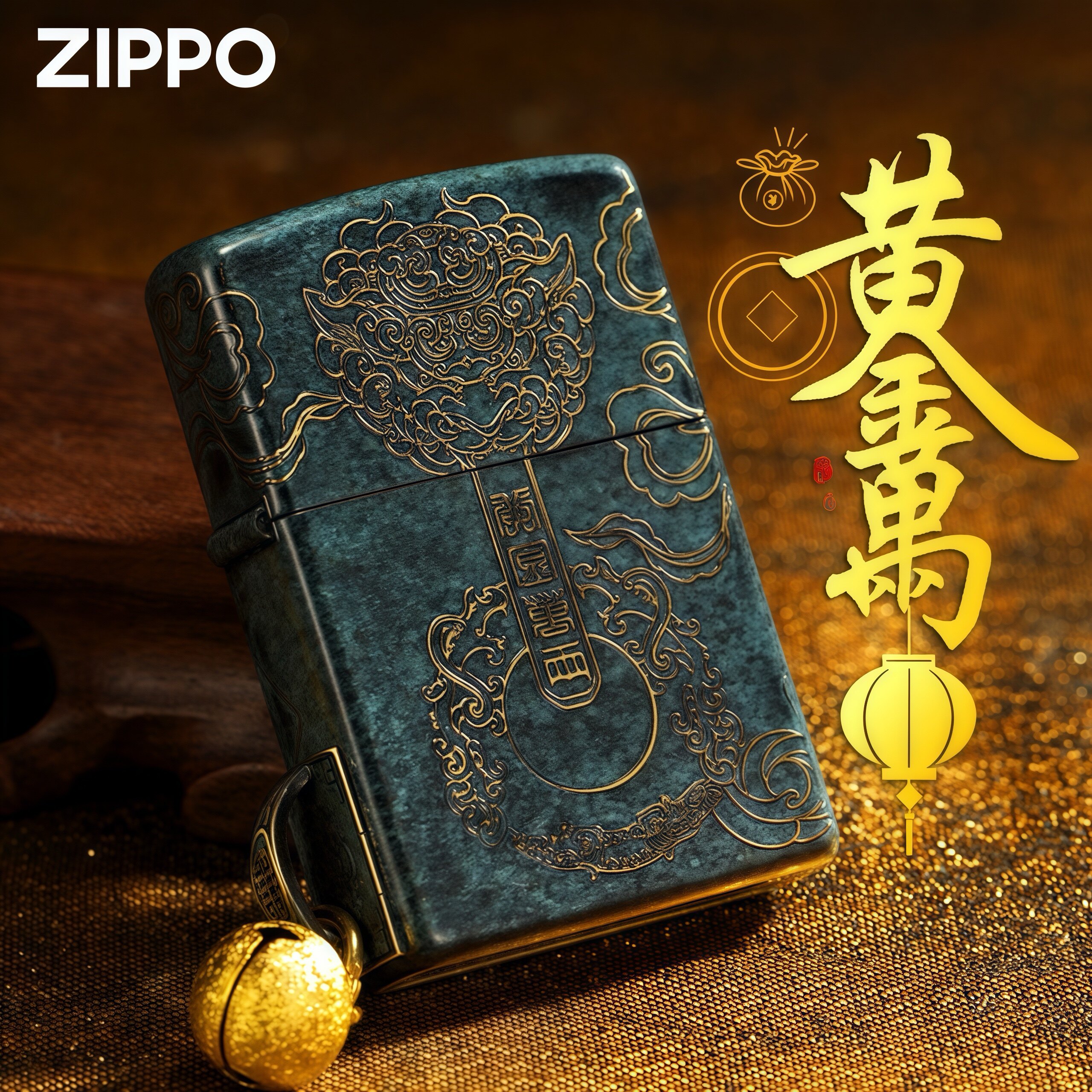 zippo打火机正品复古青铜黄金万两官方旗舰煤油防风男士礼物外壳