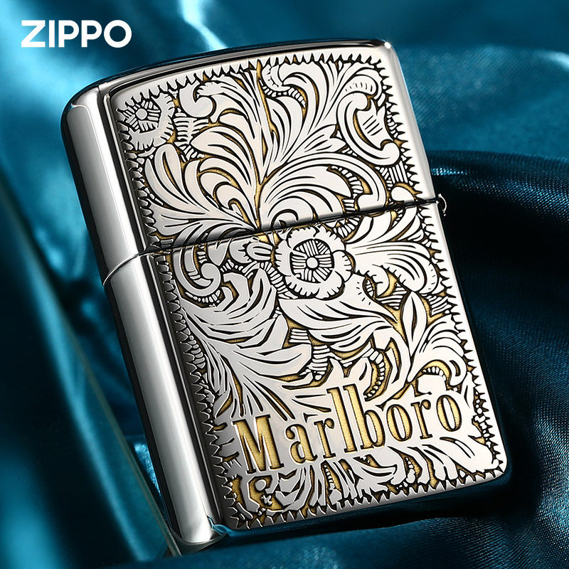 打火机zippo正版万宝路唐草纹盔甲版原装官方正品送男友礼物定制