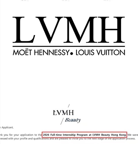 2026 LVMH Graduate Internship Program OA OT HK