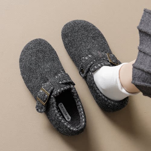 小土豆毛毛鞋灰色勃肯博肯鞋百搭