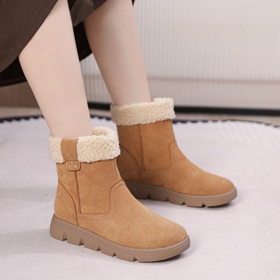 真皮软底雪地靴女毛毛短靴马丁靴