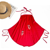 本命年喜事中国红肚兜女成人古风桑蚕丝露背式 性感内衣 吊带薄款