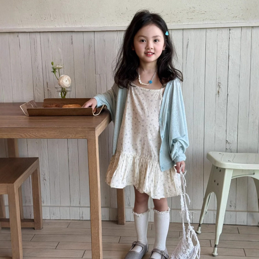 夏天家女童连衣裙套装夏季2025儿童韩版防晒衣吊带裙子宝宝