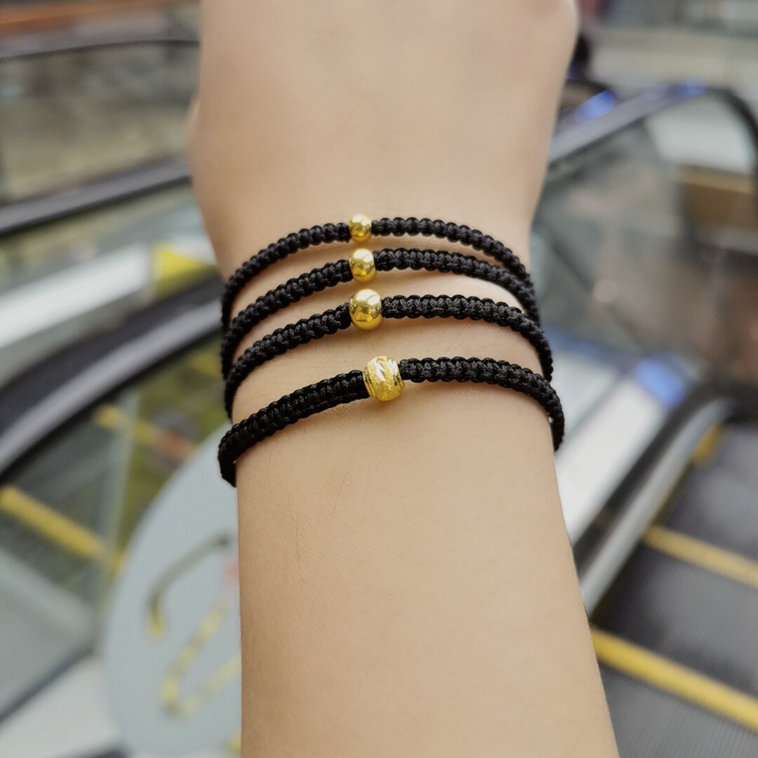 999足金转运珠平安结手链抖音小红书同款网红小金珠手工编织手绳