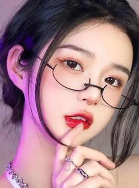 网红isn下半框眼镜女日系软妹子无上框架二次元装饰金属眼镜架女