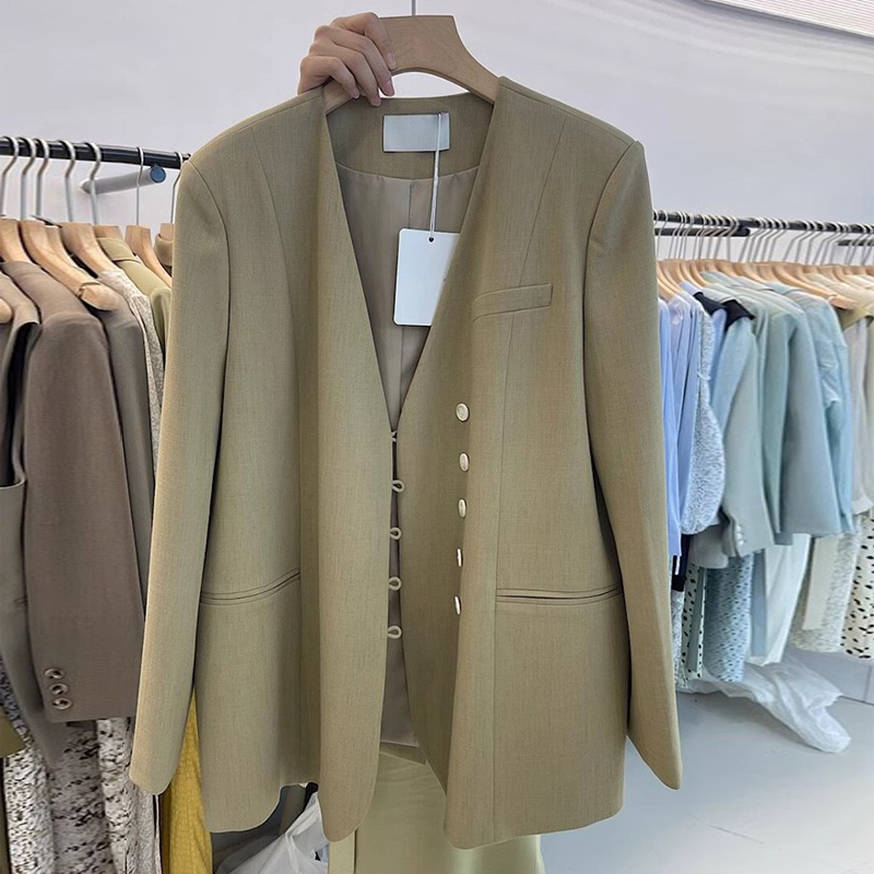 小西装外套女2026春季新款韩版宽松小个子高级单排扣V领休闲西服
