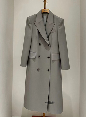 东大门双排扣宽松大码西装外套女2025春季新款高端中长款过膝西服