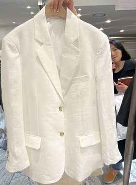 2026夏季新款韩版宽松休闲高级感亚麻棉西装外套女时尚气质西服潮