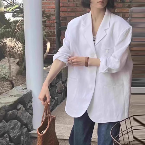 2026夏季新款韩版宽松休闲薄款棉麻西装外套女时尚流行网红小西服