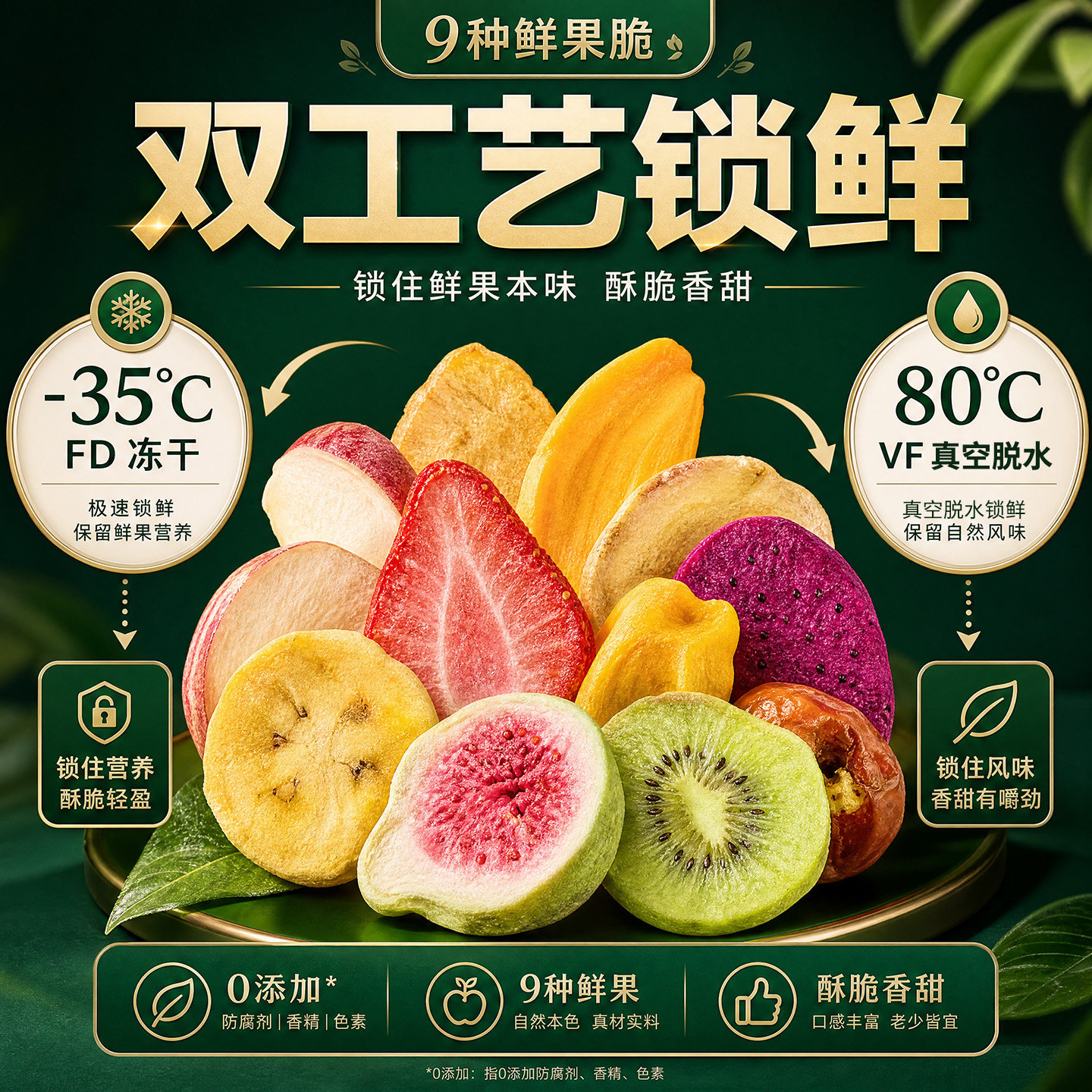 9种混合水果干果蔬冻干无花果干即食脱水菠萝蜜休闲组合装零食