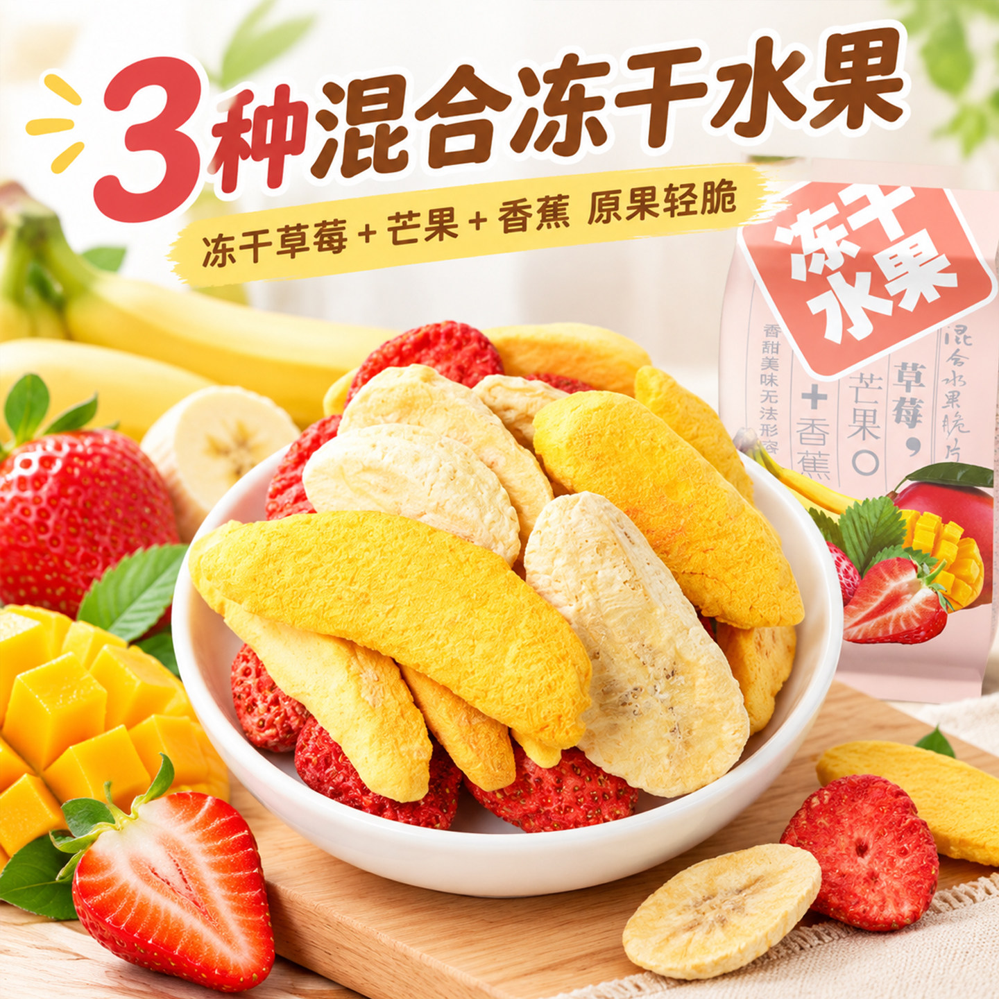 冻干水果脆混合装独立小包装无添加剂草莓脆芒果香蕉休闲儿童零食