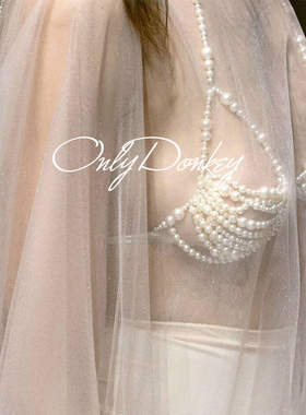 OnlyDonkey 自制手工珍珠串珠胸衣bra欧美风身体链凹造型外搭胸衣