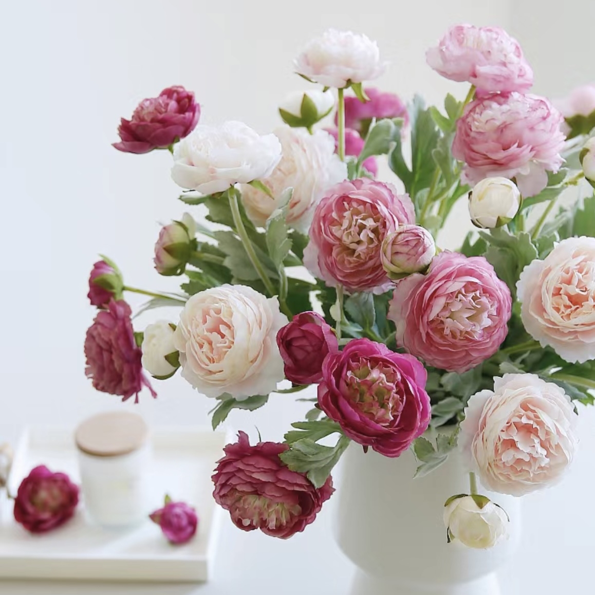 Handsome餐桌花艺摆件露莲塑料花装饰花卉仿真花高档假花送女朋友 家居饰品 仿真花/假花 原图主图