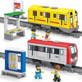 开智牌津州地铁1号线诚都火车厢列车铁轨积木益智塑料拼装玩具