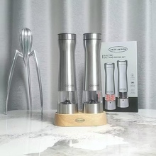 现货英国JadeJason不锈钢电动研磨器 盐和胡椒研磨器 2 件装