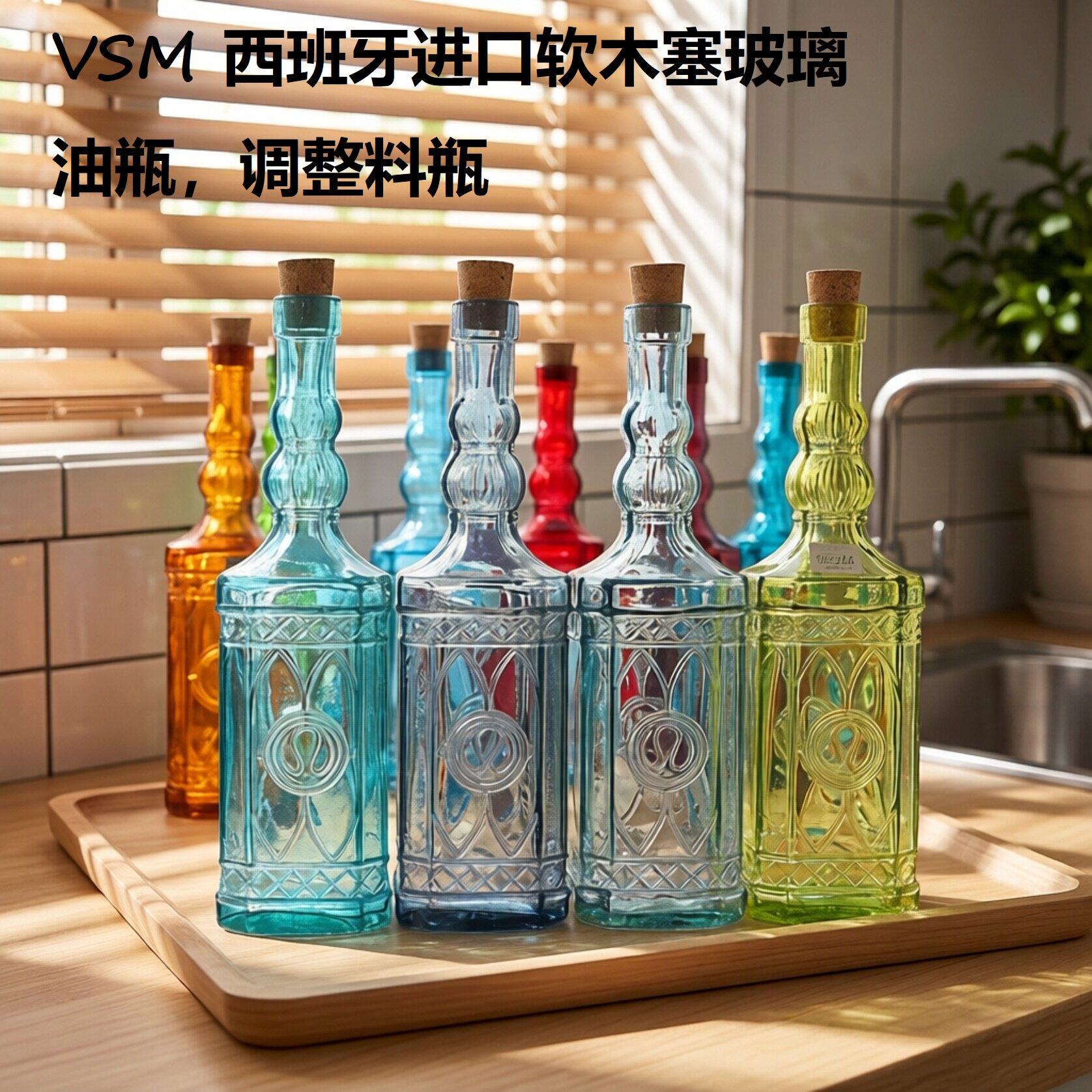 西班牙进口VSM 软木塞玻璃液体调味瓶油醋瓶酱油瓶自酿酒瓶