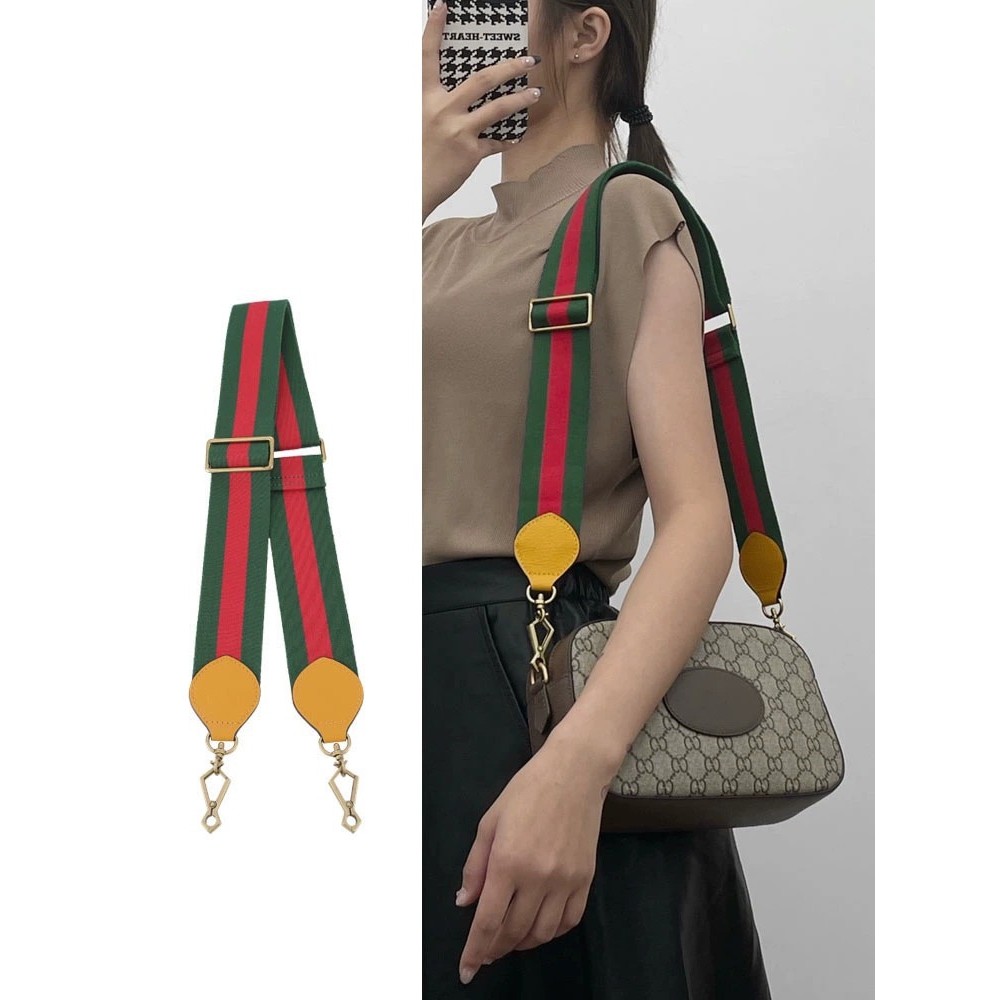 适用于gucci古驰包包红绿帆布肩带背包斜挎带子替换背带包带配件