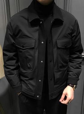 冬季高级羽绒服男士2025新款高端爆款外套秋冬痞帅商务翻领夹克