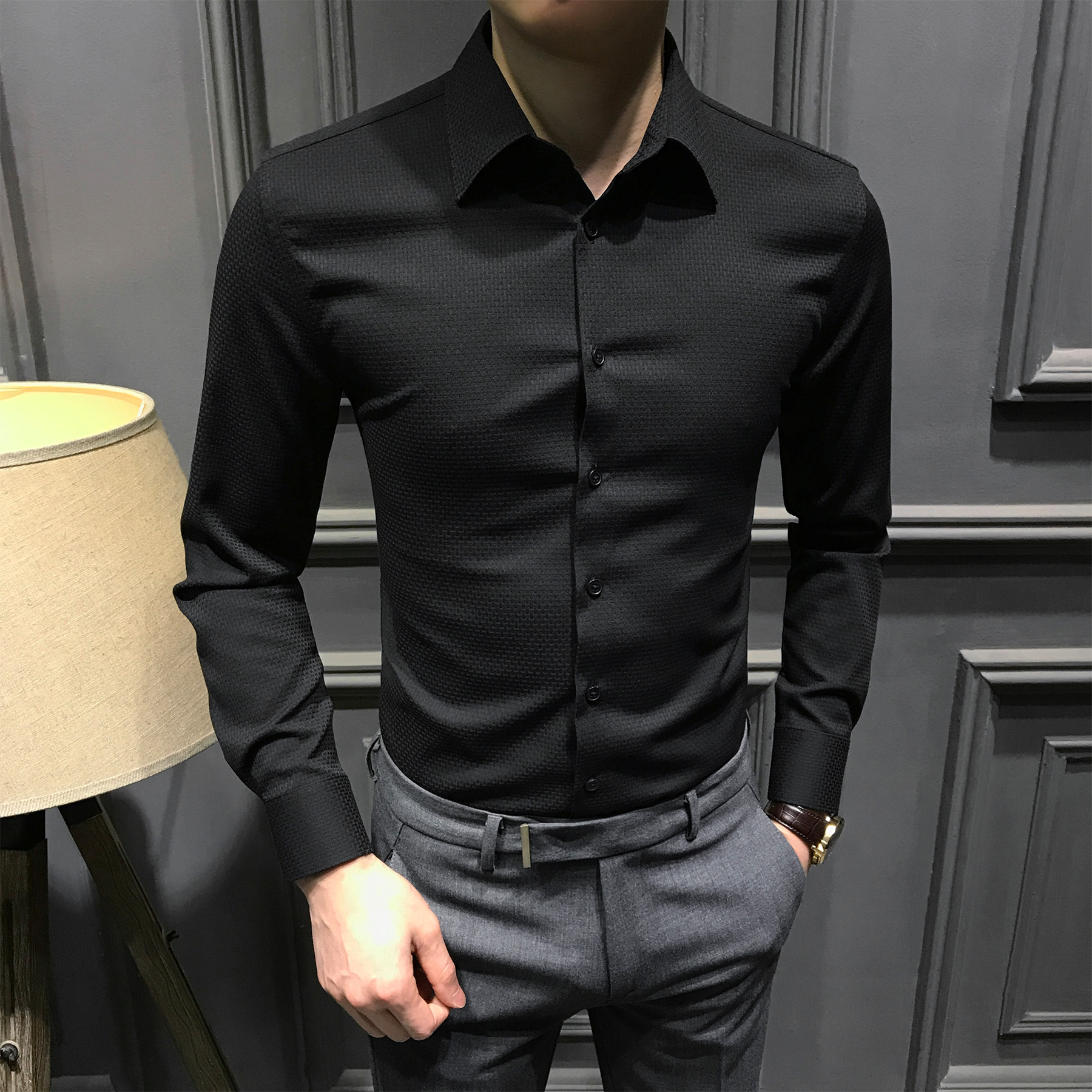 tnnc男士高级长袖衬衫